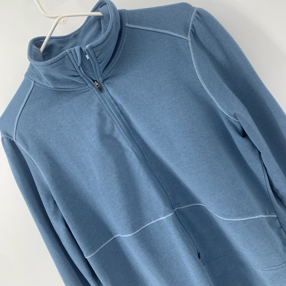 Exofficio Women's Blue 1/2 Zip Pullover Performance Thumb Holes XL No Hood